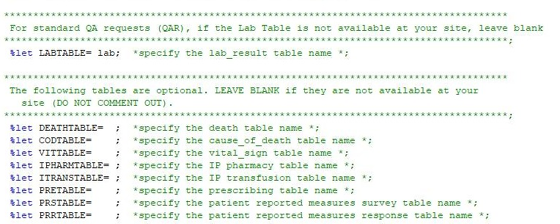 Optional SCDM table parameters for lab table being populated